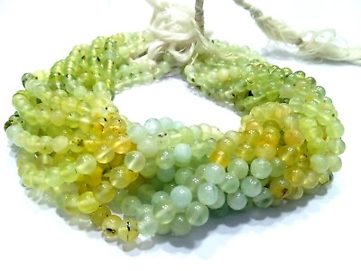 #ad PREHNITE ROUND SMOOTH PLAIN NATURAL BALL 6 MM GEMSTONE BEADS 13quot;INCH 1 STRAND $20.00
