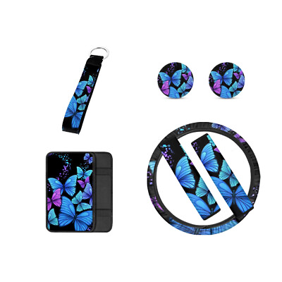 #ad 7Pc Car Steering Wheel with Protect The Car Stylish and Beautiful Cover Leopard $39.09