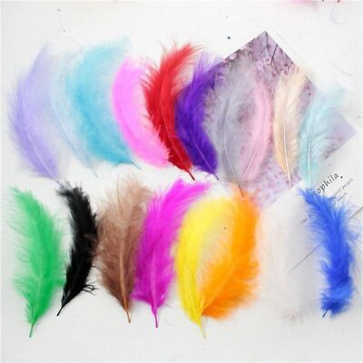 #ad Colorful Turkey Plume Feathers 10 15cm Wedding Dress Decoration Craft 50pcs Set $9.59