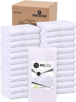 #ad Hand Towel Set 16x27 White Cotton Blend Bulk Pack 122460 Salon Spa Gym Towels $24.99