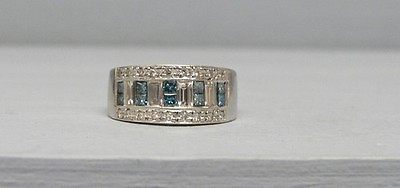 #ad Spectacular Blue Diamond 18k White Gold Ring Size 6 3 4 $1400.00