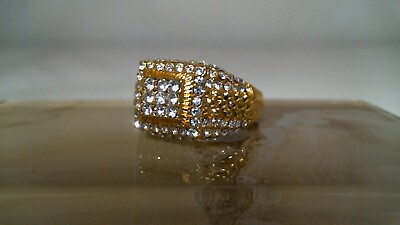 #ad mens 18k yellow gold filled cubic zirconia encrusted ring size 10 $21.99