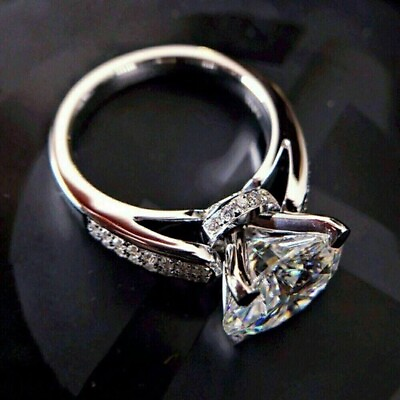 #ad 3CT Lab Created Round Cut Diamond Wedding Women#x27;s Ring 14K White Gold Plated $77.99