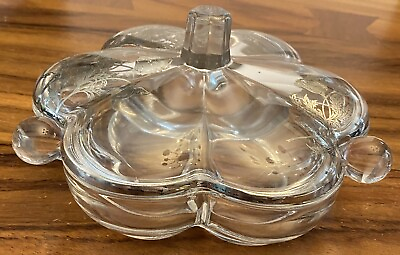 #ad Vintage Silver City Sterling Overlay 3 PART DIVIDED CANDY DISH 7.25” $29.99