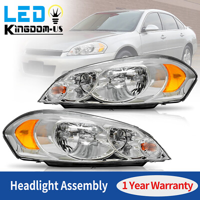 #ad Chrome Amber Headlights For 2006 2013 Chevy Impala 06 07 Monte Carlo Headlamps $62.90