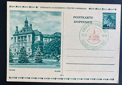 #ad 1941 Bohemia Germany Postal Stationery Postcard Cover Pilsen $39.99