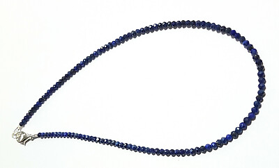 #ad Blue Lapis Lazuli 925 Sterling Silver 16quot; Strand Necklace 3 mm Round Beads $25.99