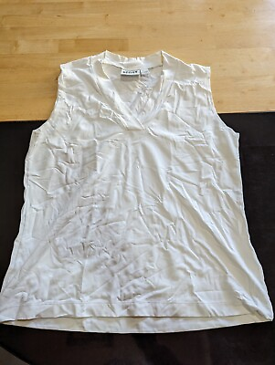 #ad Womens chicos white v neck sleeveless blouse sz 2 $9.99
