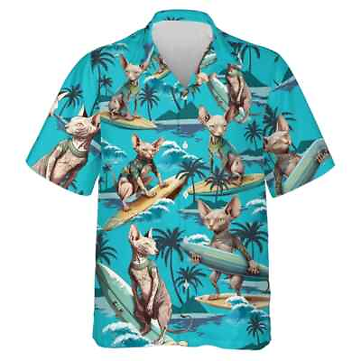 #ad Hawaiian Fashion Cat Dog Shirts Men Casual Summer Classic Flower Sizes S 5XL $27.89