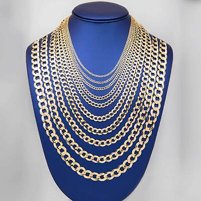 #ad Shiny Miami Curb Link Chain Necklace Solid Real 14K Yellow Gold All Sizes $313.49