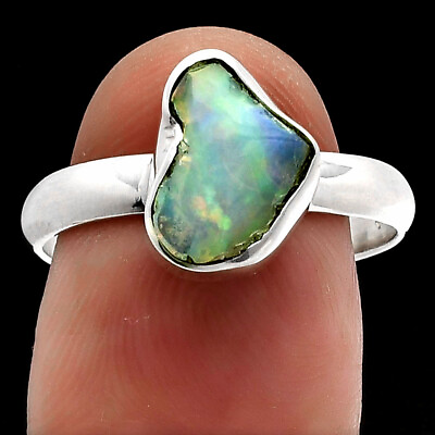 #ad Natural Ethiopian Opal Rough 925 Sterling Silver Ring s.8 Jewelry R 1001 $12.49