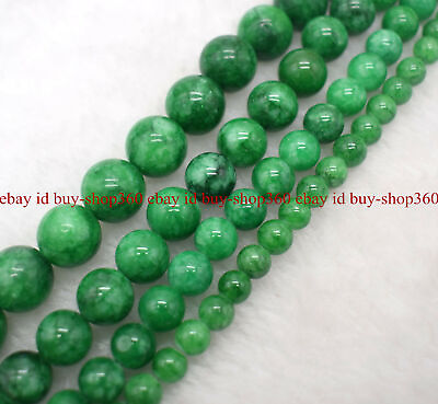 #ad Natural 6 8 10 12 14mm Dark Green Jade Beads Round Gemstone Loose Beads 15quot; AAA $4.99