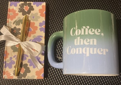 #ad Inspirational Coffee Mug And Note Pad Gift Set “coffee Then Conquer” $16.99