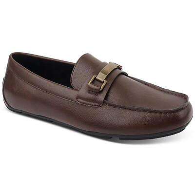 #ad Alfani Mens Egan Brown Faux Leather Loafers Shoes 9.5 Medium D BHFO 4263 $24.00