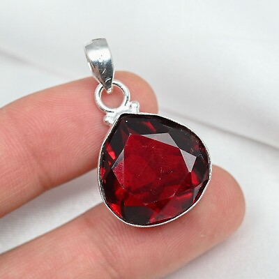 #ad Anniversary Gift For Her Garnet Silver Handmade Gemstone Heart Pendant Jewelry $12.34