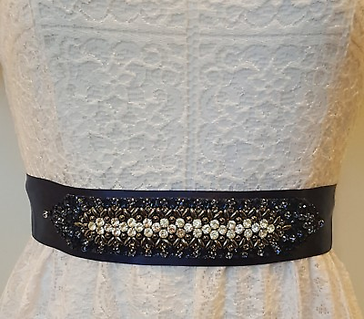 #ad Bridal accessories sash wedding belt ombre design crystal on black satin ribbon. $19.99