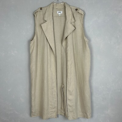 #ad Paolaalberdi x The Drop size L long open front vest 100% linen beige lagenlook $24.99