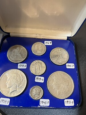#ad Silver Type Set Morgan Seated Liberty Barber Standing Liberty Peace $239.00