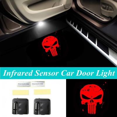 #ad 2Pcs LED Car Door Red Punisher Welcome Projector Shadow Lights for F150 $18.04
