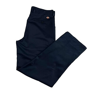 #ad Dickies Navy Blue Trousers Workwear Size UK 38R Pleated Straight Leg W38 L32 GBP 19.95
