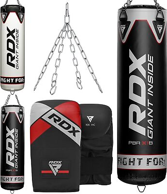 #ad RDX Punching Bag UNFILLED Hanging Punching Bag with Gloves Kick Boxing 4FT 5FT $55.99