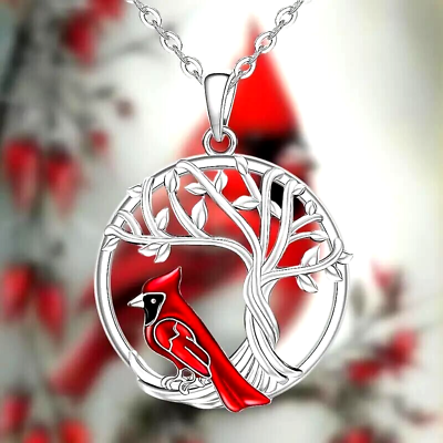 #ad Fashion Cardinal Bird Classic Red Bird Round Necklace Holiday Gift Women Girls $9.98