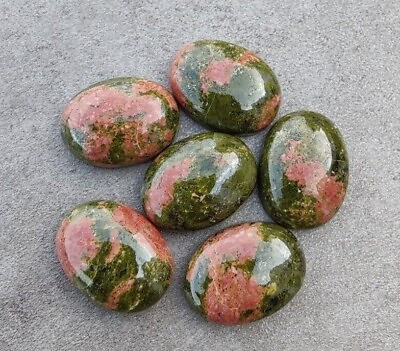 #ad AAA Natural Unakite Oval Shape Cabochon Flat Back Calibrated Loose Gemstones $8.10