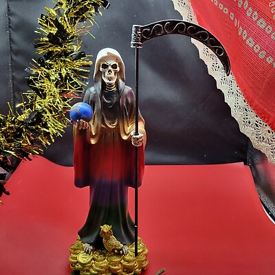 #ad Santa Muerte Statue 7 Colors Holy Death On Money Siete Potencias Figure 12 quot; $55.00