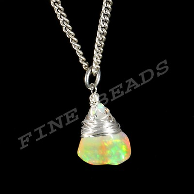 #ad Ethiopian Opal Pendant Natural Opal 925 Sterling Silver Uncut pendant Pd 866 $39.74
