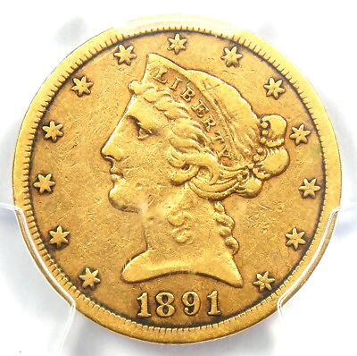 #ad 1891 CC Liberty Gold Half Eagle $5 Carson City Coin Certified PCGS VF30 CAC $1743.25