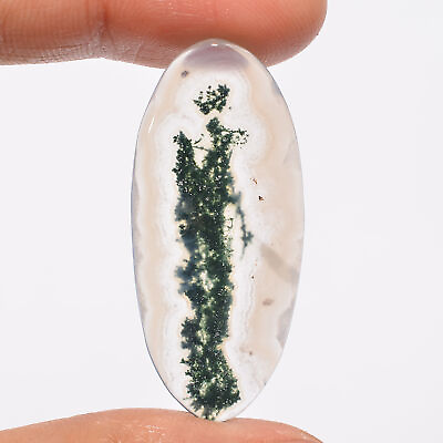 #ad 100% Natural Moss Agate Oval Shape Cabochon Loose Gemstone 13 Ct 38X17X2mm A 137 $6.90