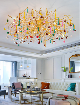 #ad Luxury Crystal Colorful Chandelier Gold Tree Branch Lighting Drop Light Lamp $409.18