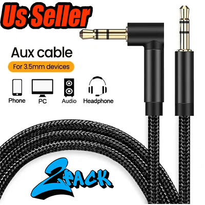 #ad 2PC Aux Car Connection Cable Male to Male Audio Cable Elbow 3.5mm Audio Cable $8.99