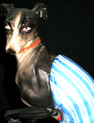 #ad ANTIQUE FRENCH PARIS SEVRES ERA WHIPPET GREYHOUND DOG BISQUE PORCELAIN FIGURINE $1200.00