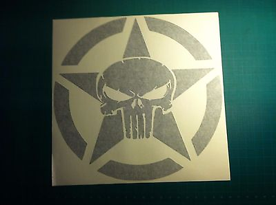 #ad Skull Army Star decal large 20quot; Vinyl military hood graphic body sticker punish $15.95