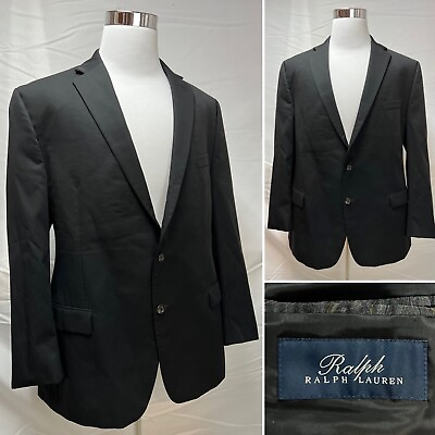 #ad Ralph Lauren Ralph Black 100% Wool 2 Button Double Vented Blazer 46L Jacket $68.00