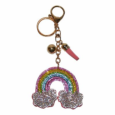 #ad Rainbow Keychain Bedazzled Rhinestone Backpack Charm Crystal Bag Charms Ke $8.78