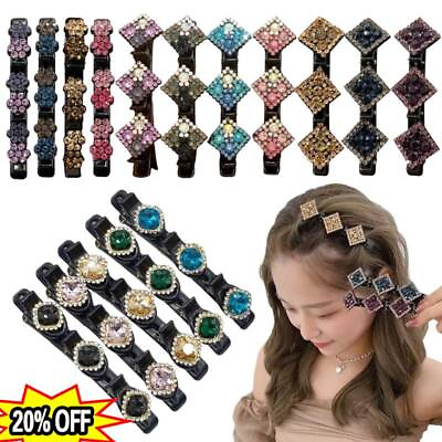 #ad Sparkling Crystal Stone Braided Hair Clips Double Bangs HairClips Braided Gift © C $1.30