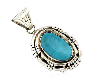 #ad Navajo Pendant .925 Silver Blue Turquoise Signed Artist FT C.80#x27;s $190.00