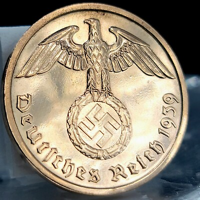 #ad Nazi Germany *Beautiful* Genuine Third Reich WW2 2 Reichspfennig Pfennig Coin $8.99