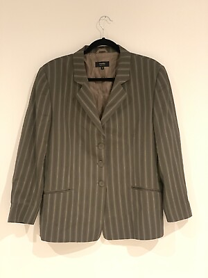 #ad Zanella charcoal white striped women suit made in italy size16 $29.52