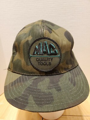 #ad Vtg MAC TOOLS Snapback Trucker Baseball Hat Camo Made in U.S.A. Patch Distressed $13.50