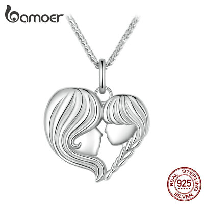 #ad BAMOER 925 Sterling Silver Mom amp; Daughter Love Necklace Mother Gift Women $21.13