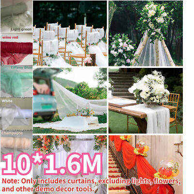 #ad 10M Sheer Organza Fabric Chiffon Gauze Drape Curtain Wedding Voile Tulle Cloth AU $55.93