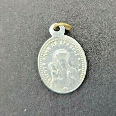 #ad VTG Miraculous Medal SAINT ANNE DE BEAUPRE Patron Saint of Canada .75quot; $7.99