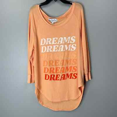 #ad Wildfox Shaley Top Womens Small Orange Dreams Graphic Long Sleeve New $19.99