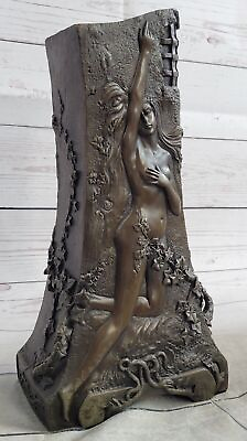 #ad 12quot; West Art Deco Pure Bronze Women Girl Lady Fair Maiden Sculpture Vase Gift NR $469.00
