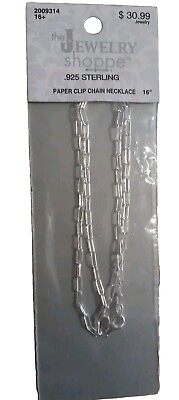 #ad paper clip necklace sterling silver $15.99