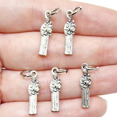 #ad Lot of 5 St Saint Anthony Silhouette Mini Silver Tone Medal Rosary Parts $7.75