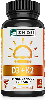 #ad Zhou Nutrition Vitamin D3 K2 Bone and Heart Health Formula 5000 IU Vitamin D3 $23.96